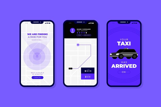 Interface pour l'application de taxi