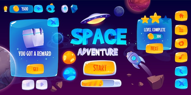 Interface utilisateur graphique pour le jeu d'aventure spatiale