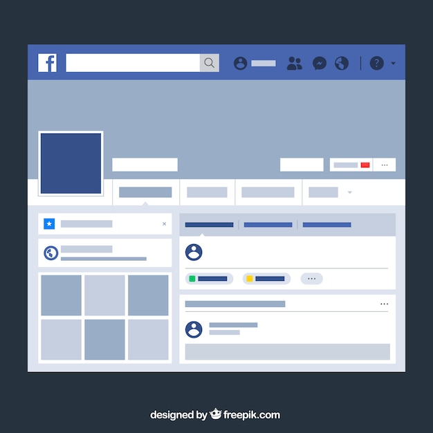 Vecteur gratuit interface web facebook avec un design minimaliste