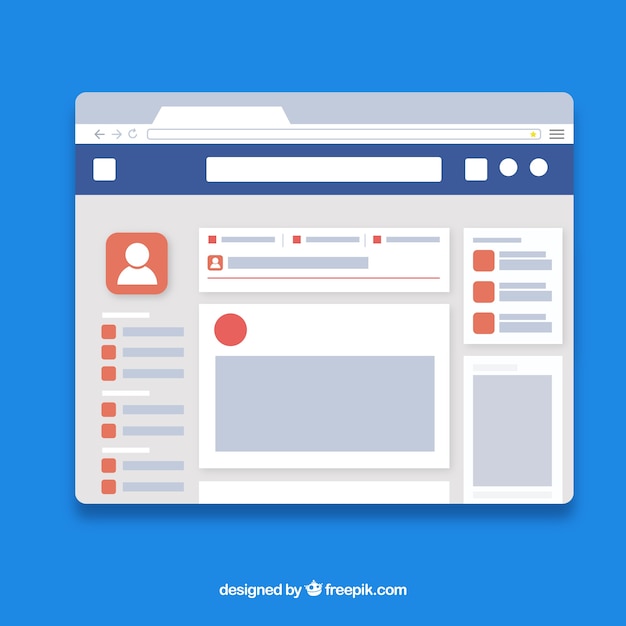 Vecteur gratuit interface web facebook avec un design minimaliste