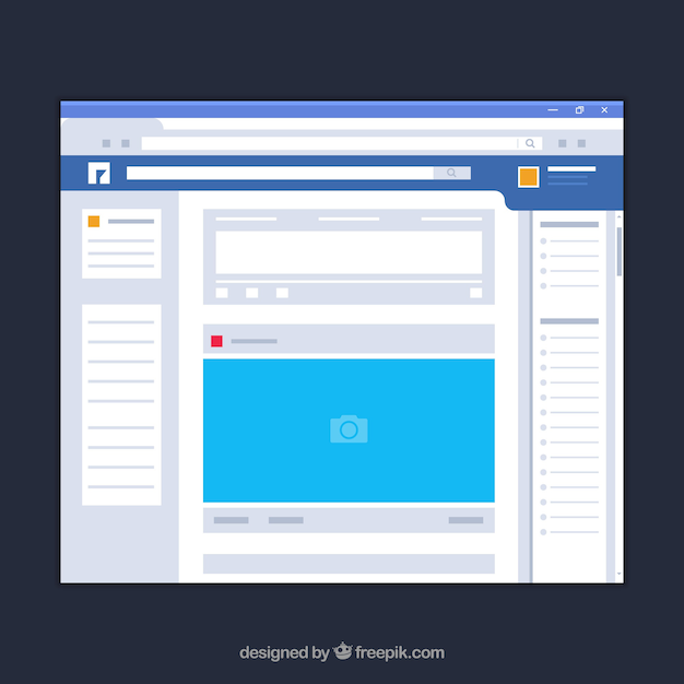 Vecteur gratuit interface web facebook avec un design minimaliste