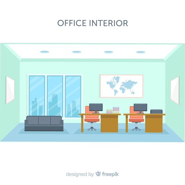 Vecteur gratuit intérieur de bureau moderne avec un design plat