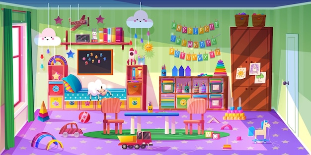 Intérieur De Chambre D'enfant Chambre D'enfant Avec Jouets De Lit