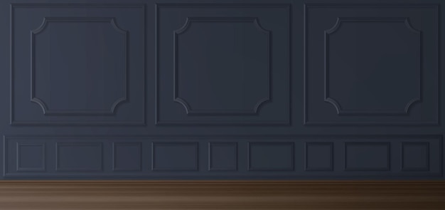 Intérieur de la chambre avec parquet et panneaux noirs