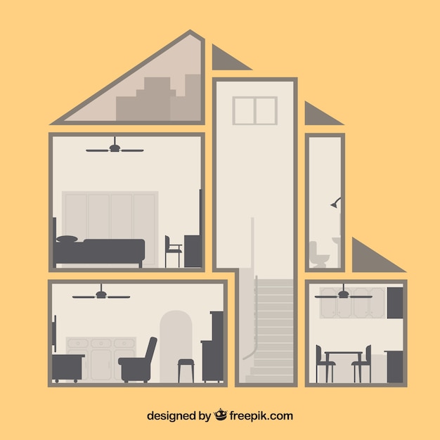 Intérieur De La Maison Ancienne à Design Plat