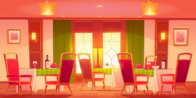 Vecteur gratuit intérieur de restaurant italien de dessin animé