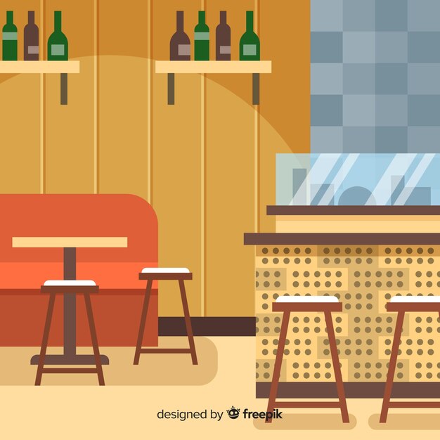 Intérieur de restaurant romantique avec un design plat