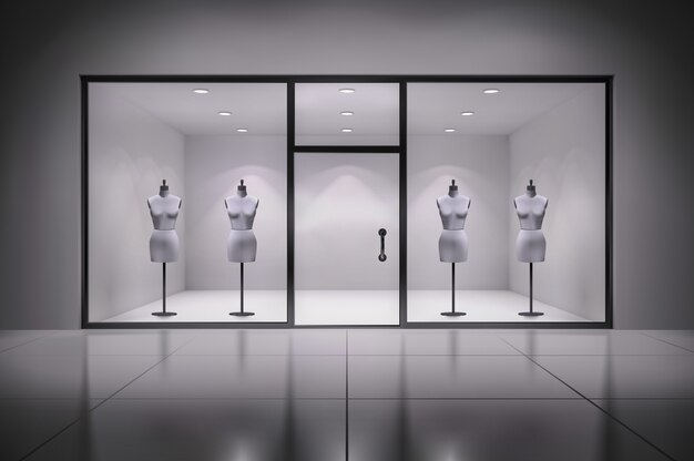 Intérieur de vitrine de magasin 3d réaliste