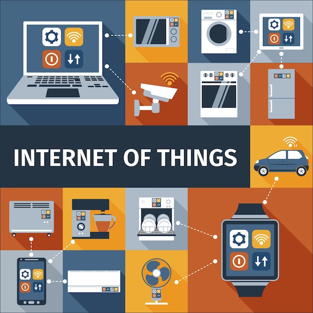 Internet Des Choses Plat Icônes Composition