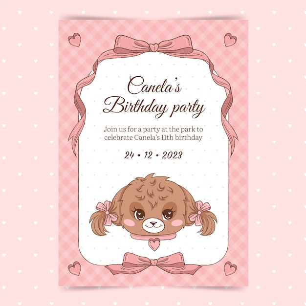 Invitation D'anniversaire De Chien Dessiné à La Main