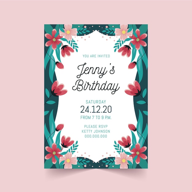 Invitation D'anniversaire Floral