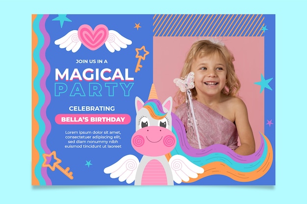 Invitation D'anniversaire De Licorne Avec Photo