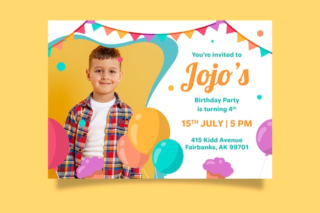 Invitation D'anniversaire Pour Enfants Avec Photo