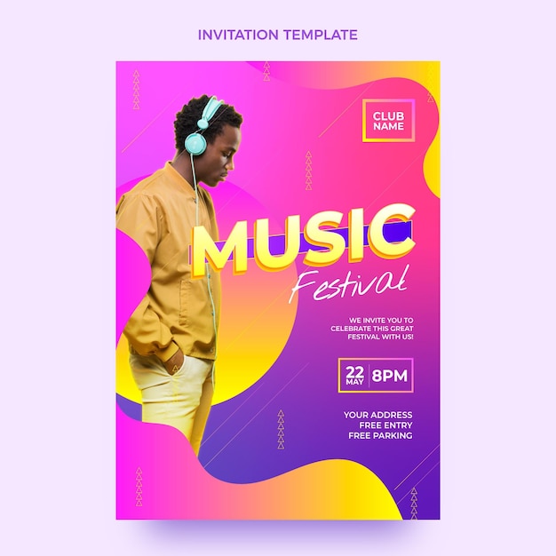 Invitation au festival de musique coloré dégradé