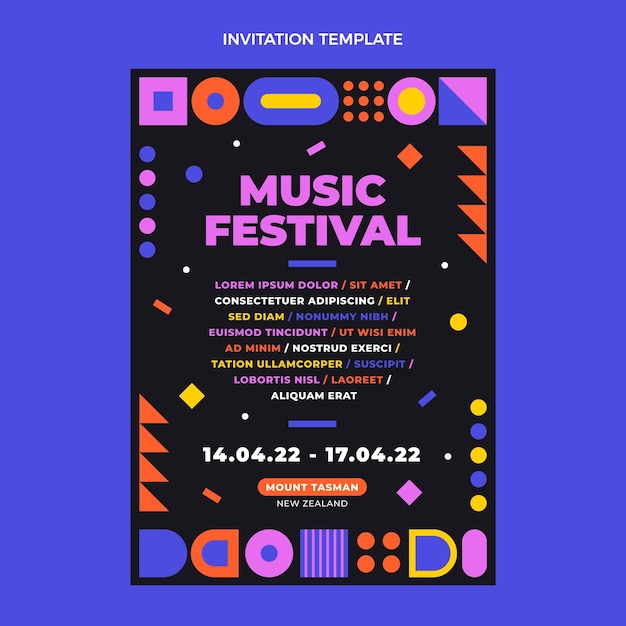 Invitation Au Festival De Musique En Mosaïque Design Plat