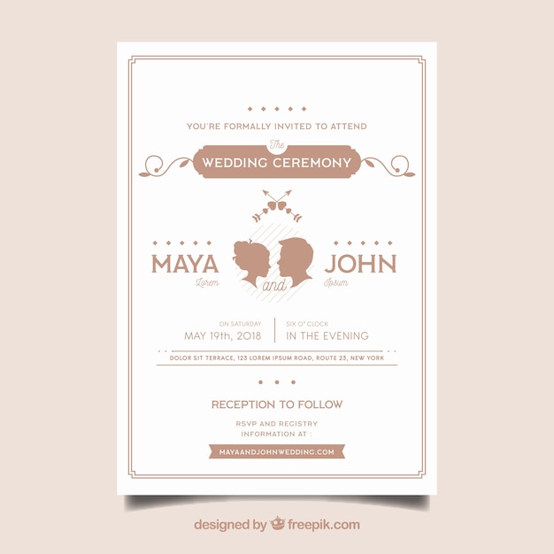 Vecteur gratuit invitation de carte de mariage dans un style plat