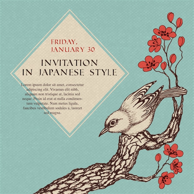 Invitation De Célébration Dans Le Style Japonais