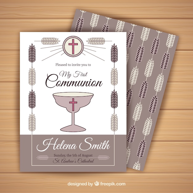 Vecteur gratuit invitation de communion au style vintage