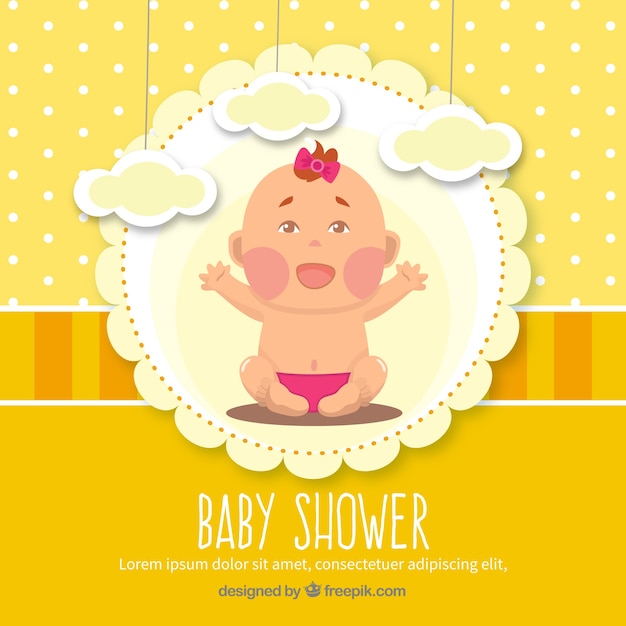 Vecteur gratuit invitation de douche de bébé dans un style dessiné à la main