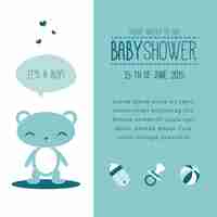 Vecteur gratuit invitation de douche de bébé avec un ours