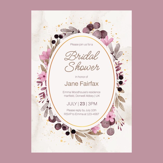 INVITATION DE DOUCHE NUPTIALE AQUARELLE