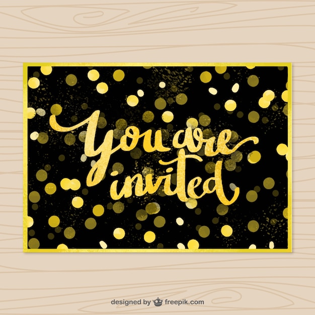 Invitation Fantastique Avec Des Confettis D'or