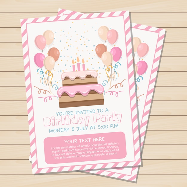 Invitation De Fête D'anniversaire Rose