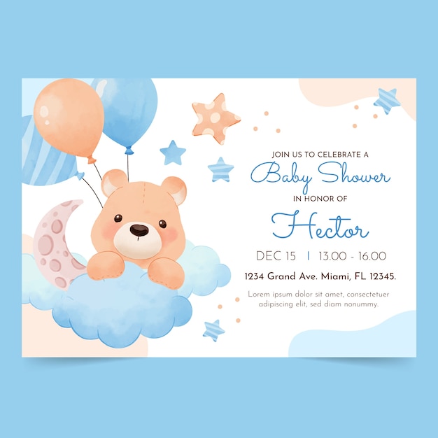 Invitation De Fête De Douche De Bébé Aquarelle