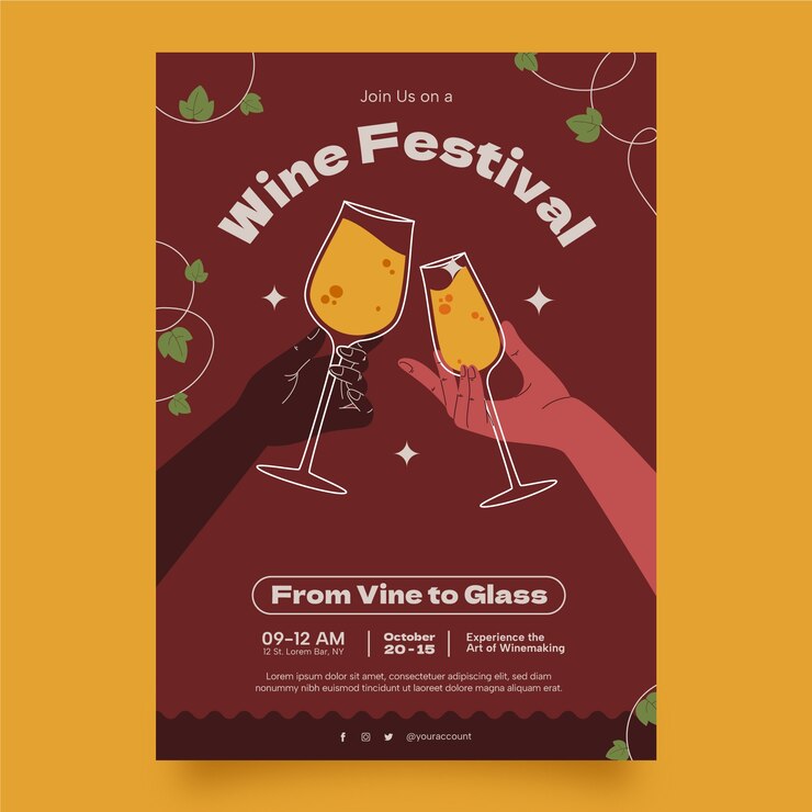 Vecteur gratuit invitation à la fête du vin dessinée à la main
