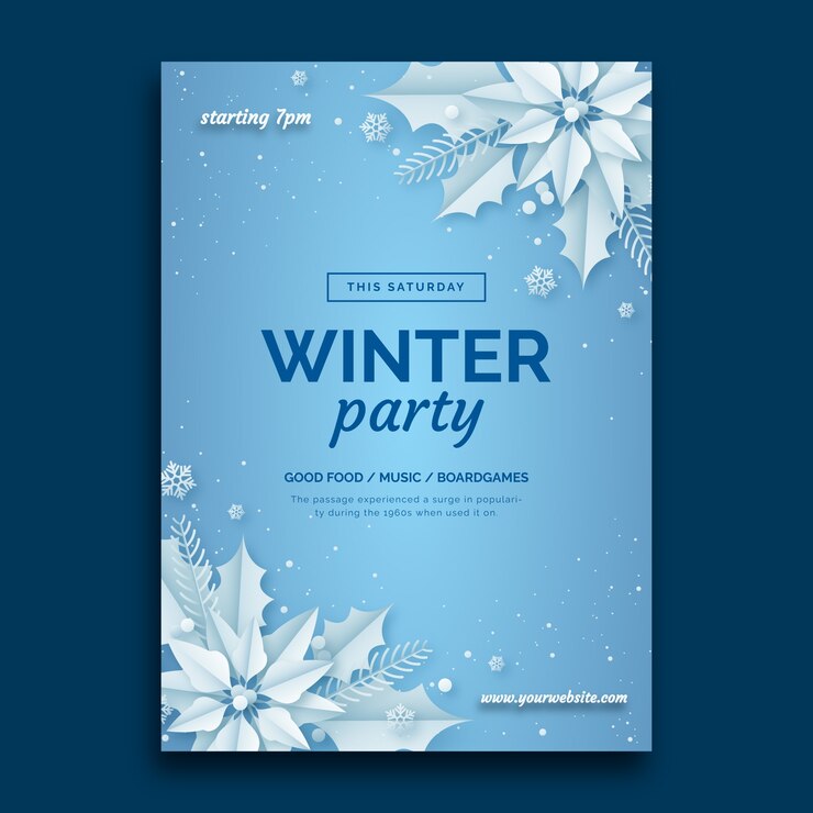 Vecteur gratuit invitation à une fête d'hiver réaliste