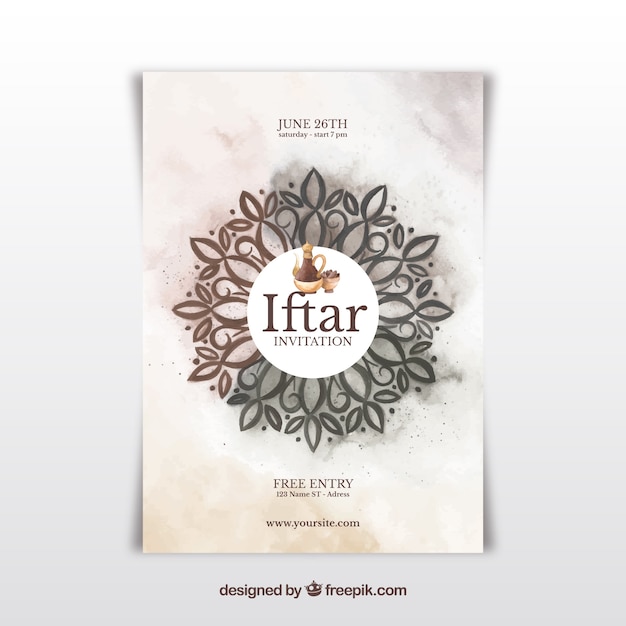 Vecteur gratuit invitation de fête iftar avec mandala