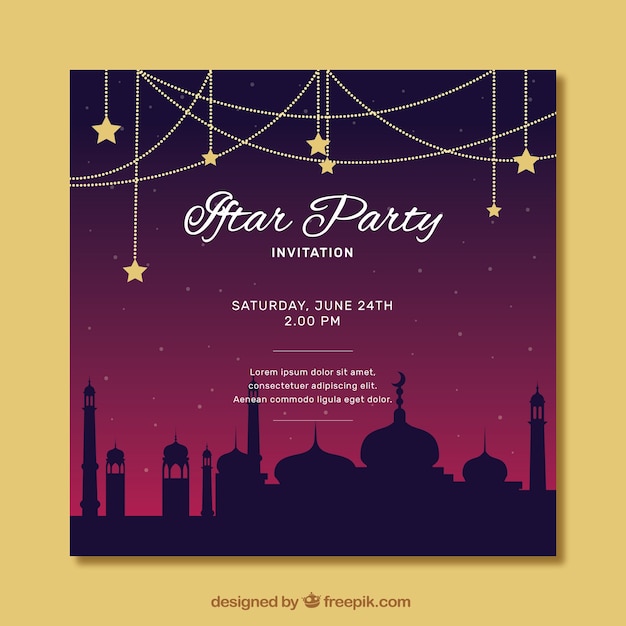 Vecteur gratuit invitation à la fête iftar