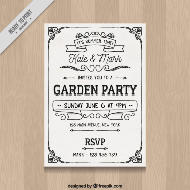 Invitation De Fête De Jardin Rétro Blanc