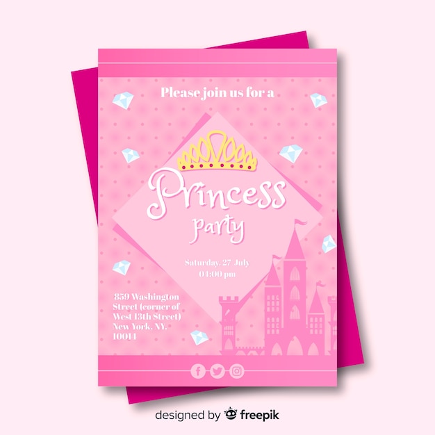 Vecteur gratuit invitation à une fête de princesse