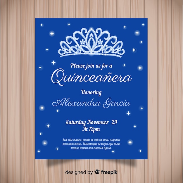 Invitation à Une Fête Quinceañera Bleue