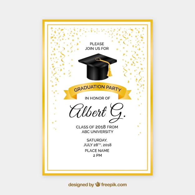 Invitation de fête de remise des diplômes or créative