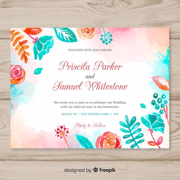 Invitation Florale Mariage Aquarelle