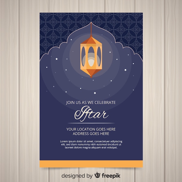 Vecteur gratuit invitation iftar plat