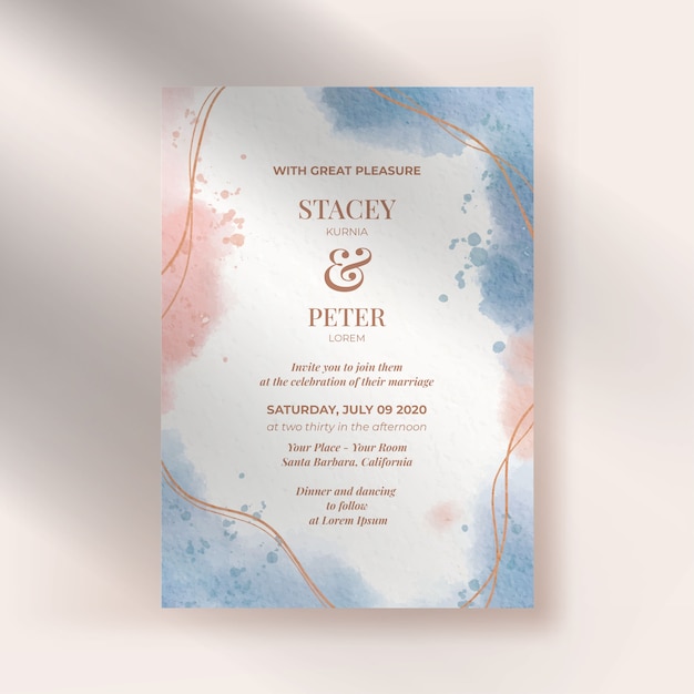 Invitation De Mariage Avec Aquarelle Abstraite Splash