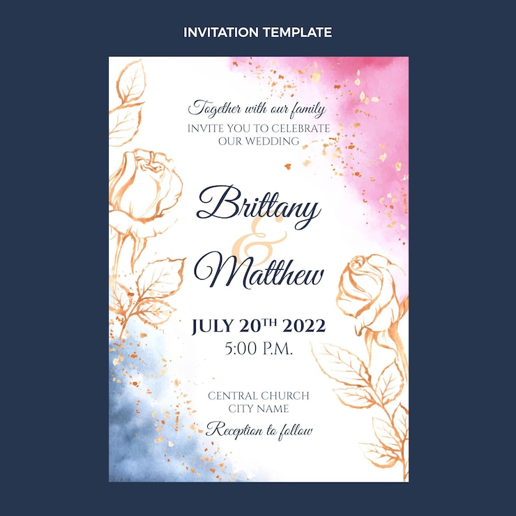 Vecteur gratuit invitation de mariage aquarelle dessinés à la main