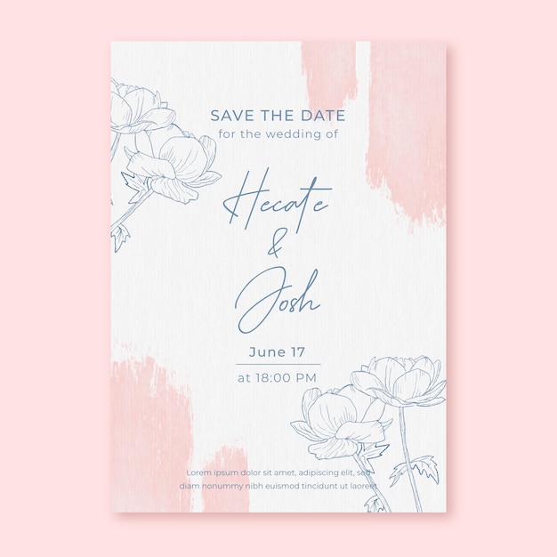 Invitation de mariage aquarelle avec des fleurs