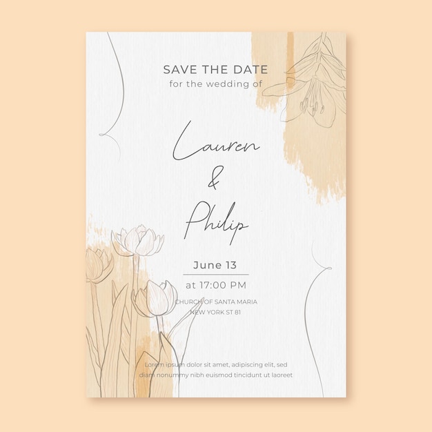 Invitation De Mariage Aquarelle Avec Des Fleurs