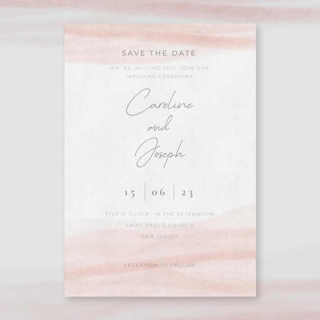 Vecteur gratuit invitation de mariage aquarelle minimale