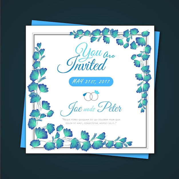 Invitation De Mariage Aux Feuilles D'aquarelle