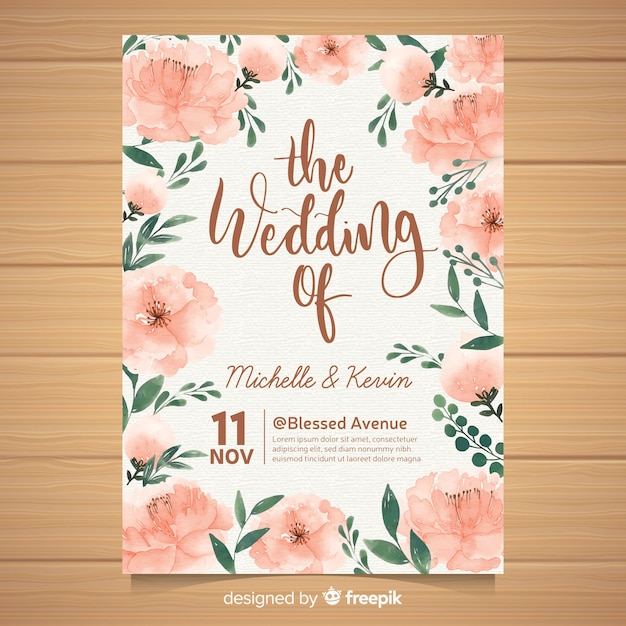 Invitation De Mariage Avec De Belles Fleurs De Pivoine