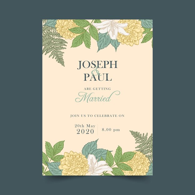 Invitation De Mariage Botanique Vintage