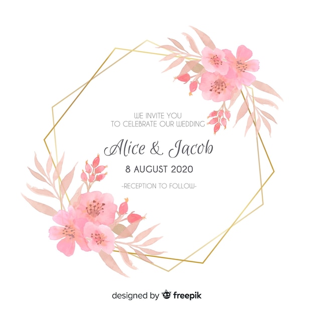 Invitation De Mariage De Cadre Floral Aquarelle