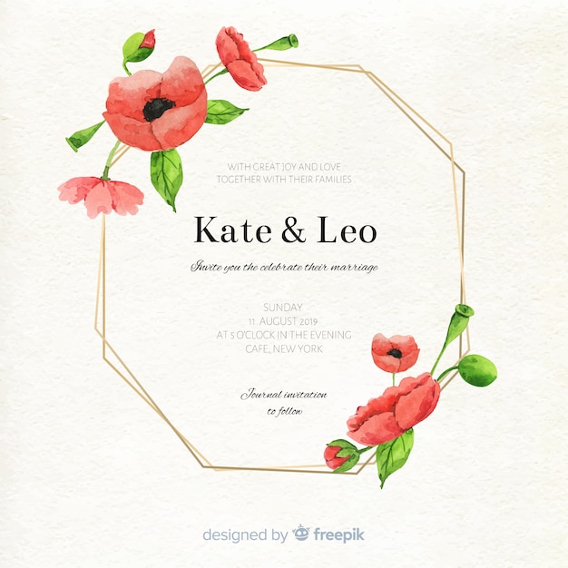 Invitation De Mariage De Cadre Floral Aquarelle