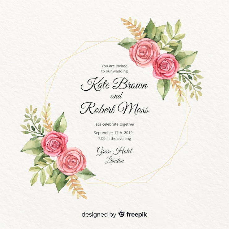 Vecteur gratuit invitation de mariage de cadre floral aquarelle