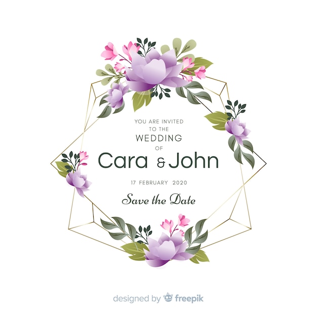 Invitation de mariage cadre floral mignon